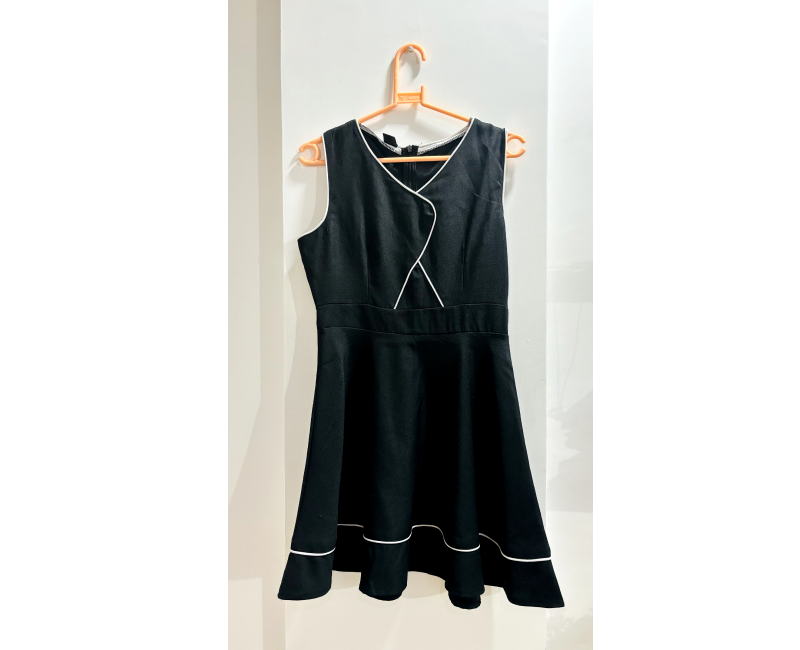 Classic Black Flared One-Piece Dress